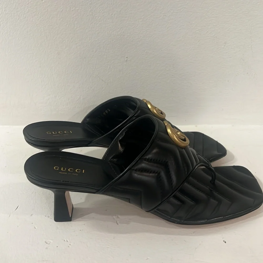 Black quilted thong sandals from Gucci size 40 NEW without the box - Picture 5 of 11